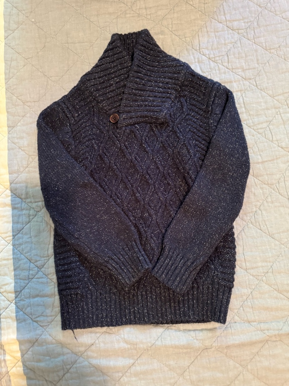 Toddler Boys Shawl Collar Cable Knit Sweater - Dark Navy